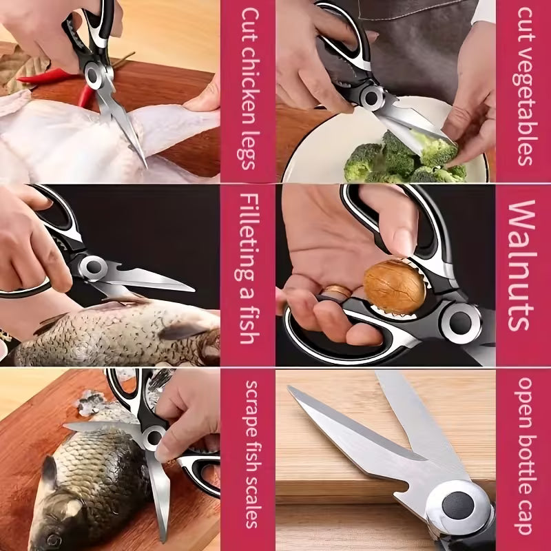 Heavy Duty Stainless Steel Kitchen Scissors Multi Purpose Poultry Shears for Cutting Meat Fish and Bones Kitchen Tool