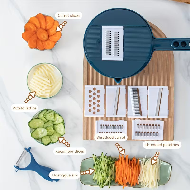 12 in 1 Vegetable Chopper and Grater Manual Slicer Shredder Julienne Cutter Multifunctional Kitchen Vegetable Cutter Tool