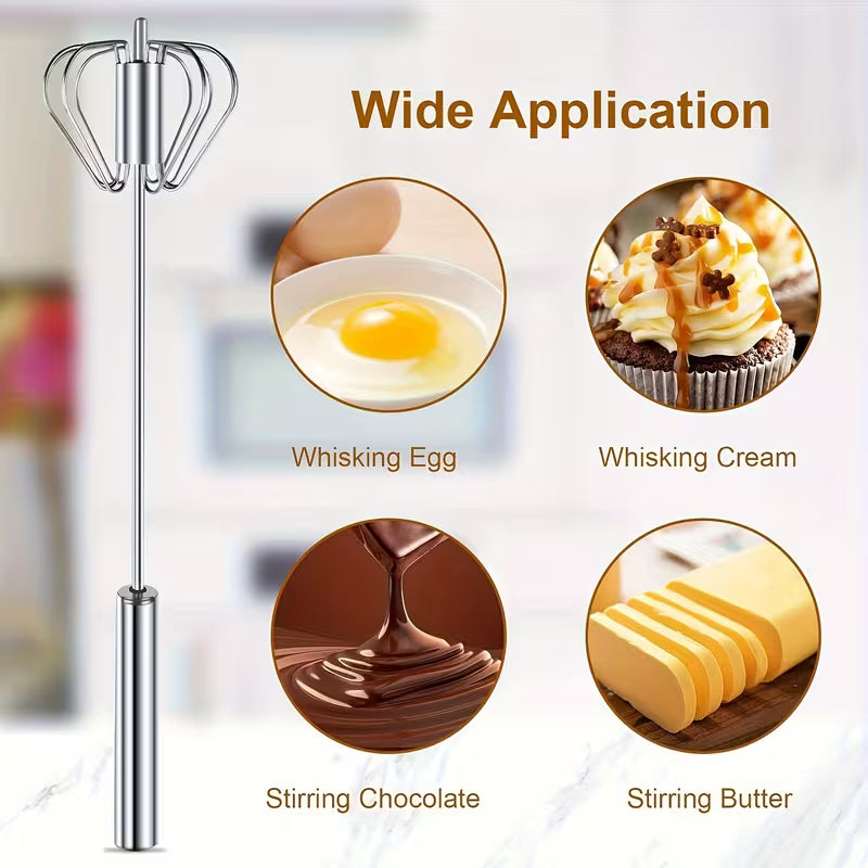 Multifunctional Stainless Steel Whisk Milk Frother Hand Push Blender for Eggs Cream Baking Kitchen Mixing Tool