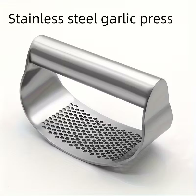 Stainless Steel Garlic Press Ring Manual Garlic Crusher and Mincer Kitchen Tool for Home Cooking