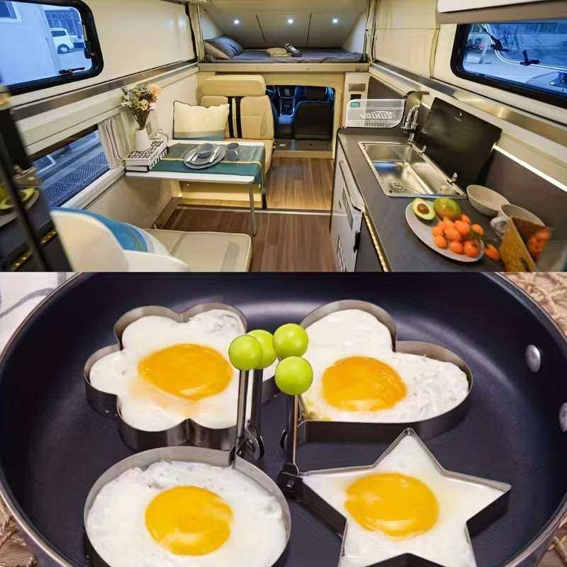 Stainless Steel Egg Ring Mold Fried Egg and Pancake Shaper Kitchen Tool for Breakfast and Baking