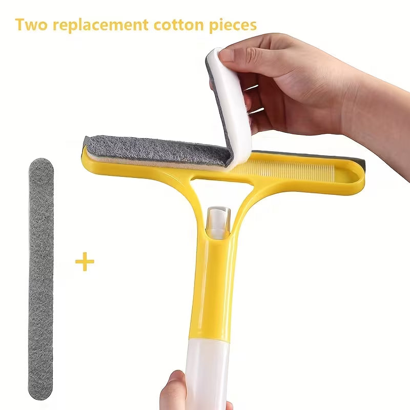 3 in 1 Window and Mirror Cleaning Tool Squeegee Brush and Microfiber Cloth for Bathroom Glass Shower Doors and Mirrors