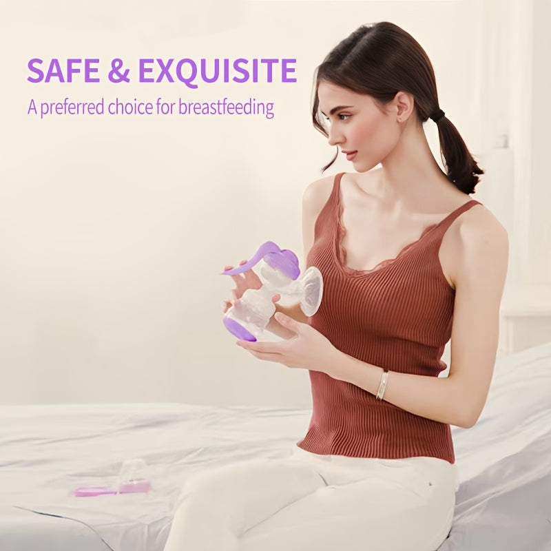 Portable Manual Breast Pump with 30 200ml Milk Storage Bags - Dual Suction, Anti-Backflow & Petal Massage Cover - Soft, Hygienic Manual Pump Suitable for Four Colors | for Breastfeeding -the, Travel, & Year