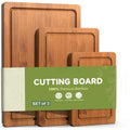 3 Piece Bamboo Cutting Board Set Crack Resistant Wood Boards for Meat Vegetables and Cheese Kitchen Use