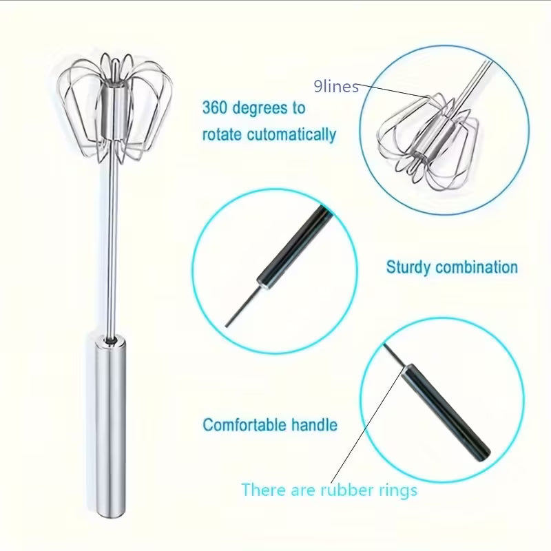 Multifunctional Stainless Steel Whisk Milk Frother Hand Push Blender for Eggs Cream Baking Kitchen Mixing Tool