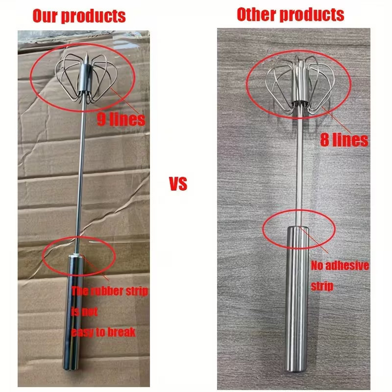 Multifunctional Stainless Steel Whisk Milk Frother Hand Push Blender for Eggs Cream Baking Kitchen Mixing Tool