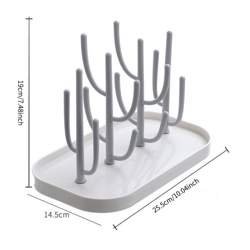 1 Set Multifunctional Bottle and Nipple Glass Cup Drainer Rack Set | Portable 16-Spoke Cactus-Shaped Drying Rack with Detachable Support, Includes Bottle Cleaning Brush