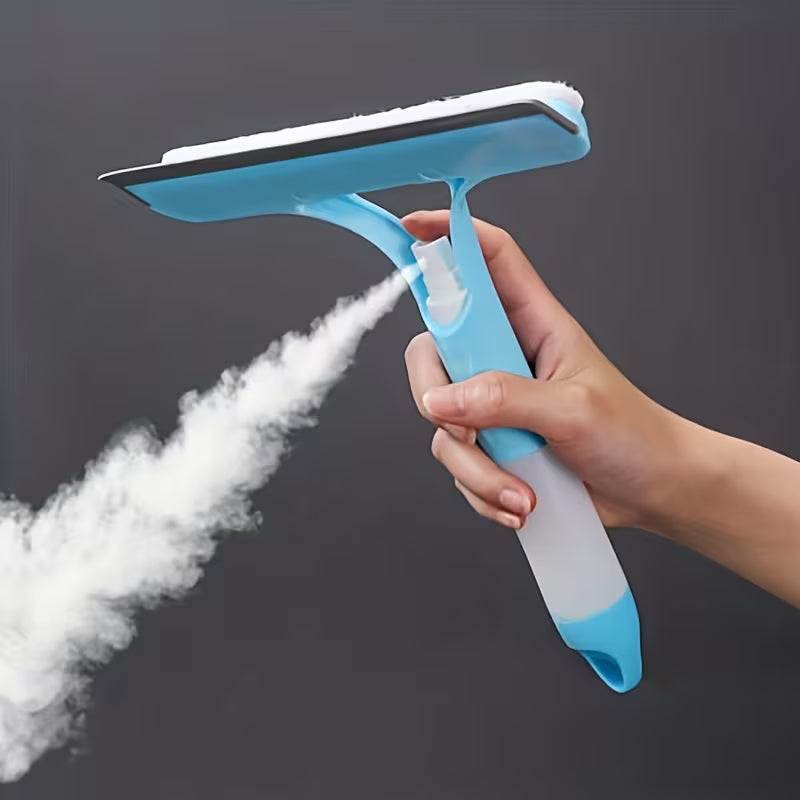 3 in 1 Window and Mirror Cleaning Tool Squeegee Brush and Microfiber Cloth for Bathroom Glass Shower Doors and Mirrors