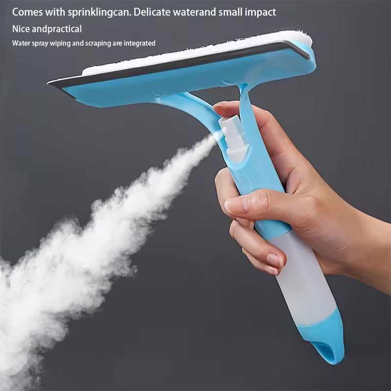 3 in 1 Window and Mirror Cleaning Tool Squeegee Brush and Microfiber Cloth for Bathroom Glass Shower Doors and Mirrors