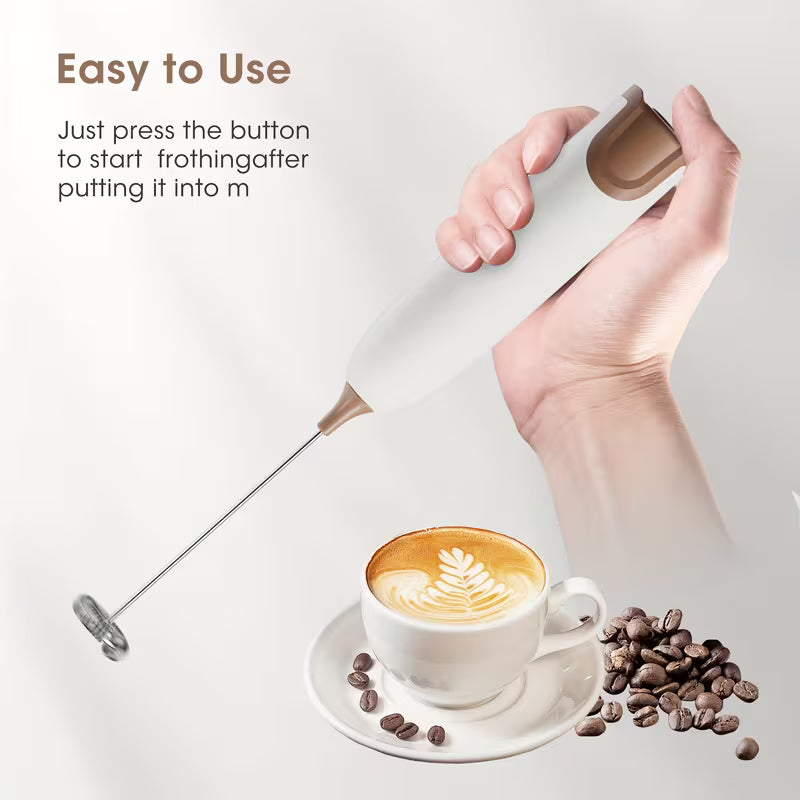 Electric Milk Frother Handheld Foam Maker for Coffee Cappuccino and Egg Whisking No Battery Kitchen Drink Frother
