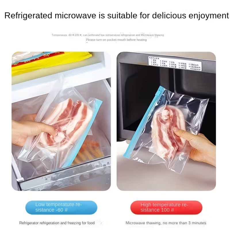 Reusable Food Storage Bags Leakproof Freezer Bags for Fruits Vegetables Meat and Grains Airtight Kitchen Storage Pack