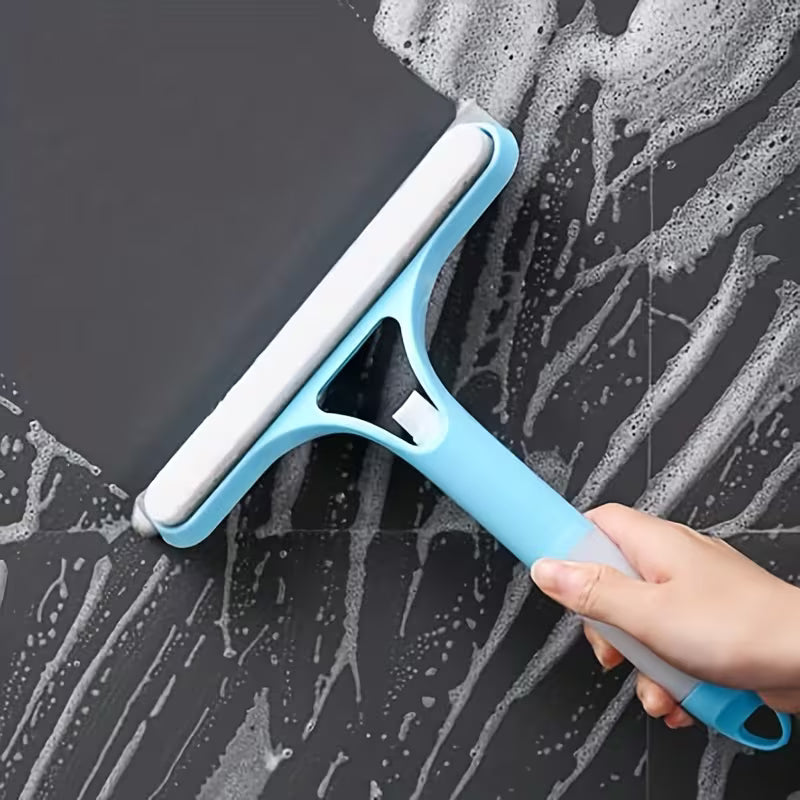3 in 1 Window and Mirror Cleaning Tool Squeegee Brush and Microfiber Cloth for Bathroom Glass Shower Doors and Mirrors