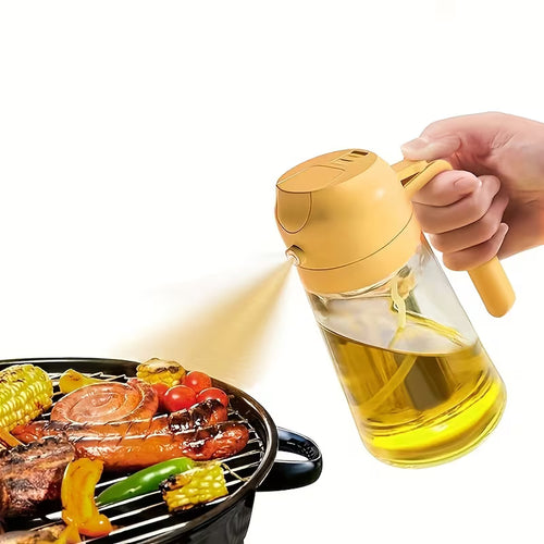 2 in 1 Oil Spray Bottle and Dispenser 470ml Olive Oil Sprayer for Cooking Air Fryer BBQ Baking and Salad Kitchen Tool
