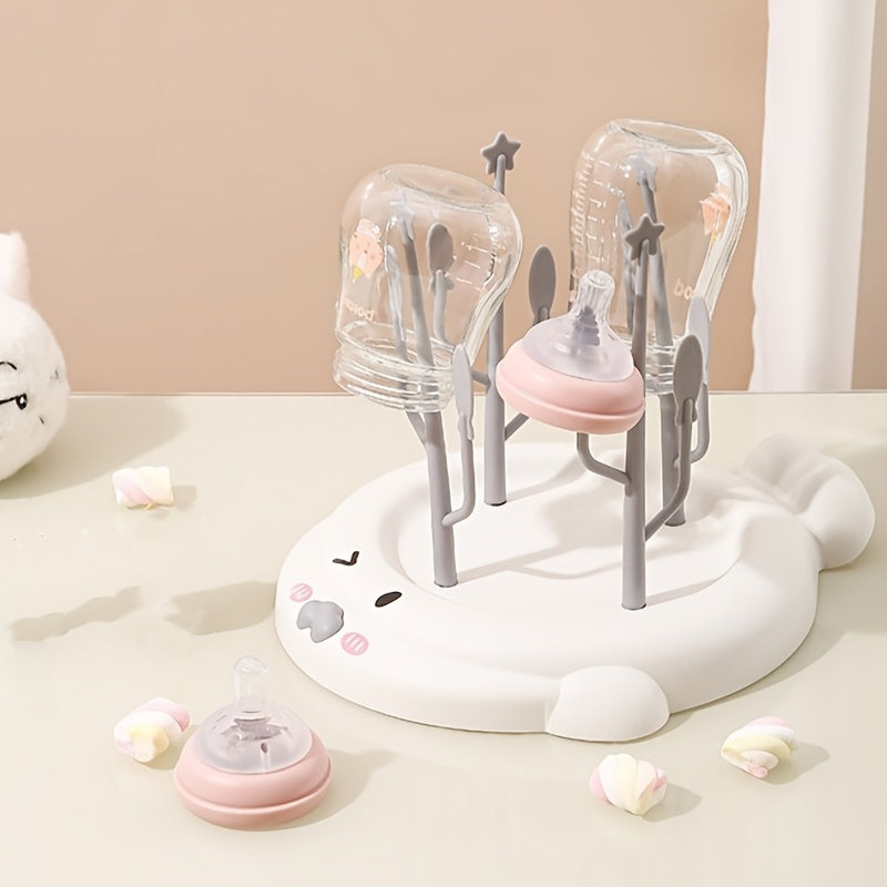 Bottle Drying Rack - Bottle Drying Stand | Tree-Shaped Bottle Drying Tray | Upright Bottle Drying Station with A Large Concave Base, Gray