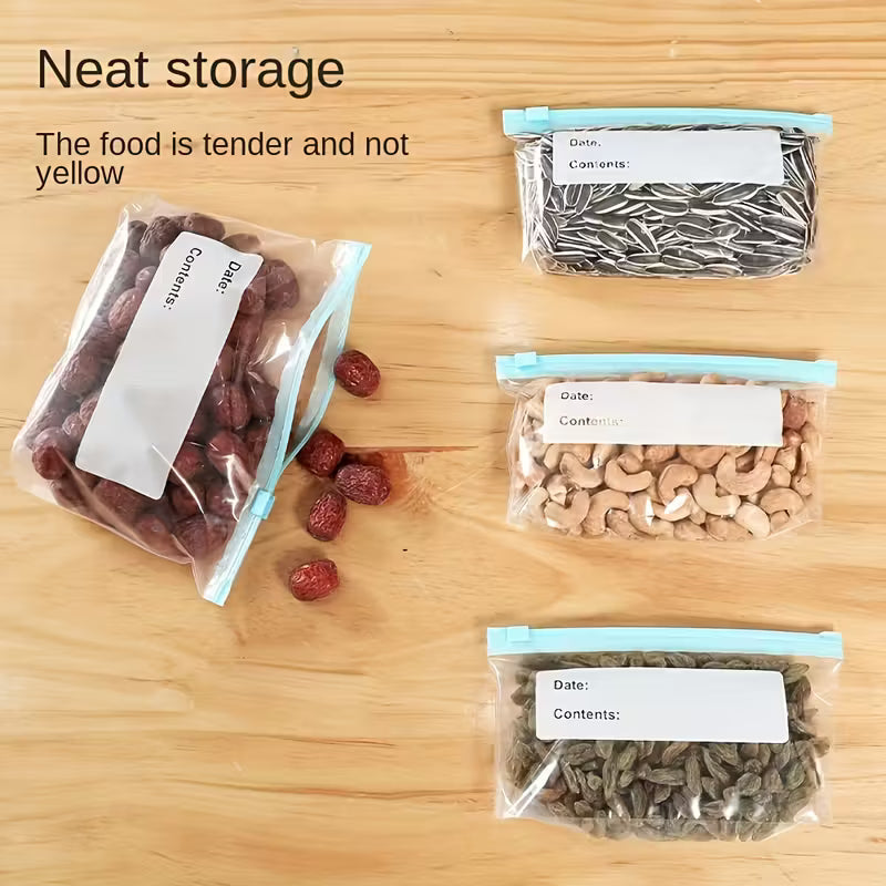 Reusable Food Storage Bags Leakproof Freezer Bags for Fruits Vegetables Meat and Grains Airtight Kitchen Storage Pack
