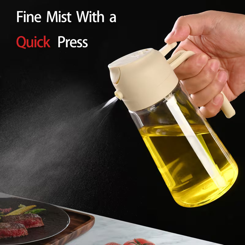 2 in 1 Oil Spray Bottle and Dispenser 470ml Olive Oil Sprayer for Cooking Air Fryer BBQ Baking and Salad Kitchen Tool
