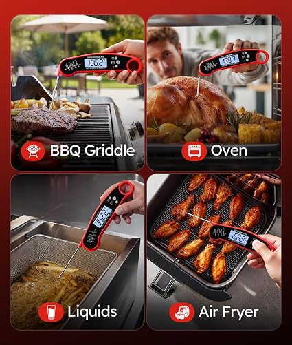 Digital Meat Thermometer Instant Read for Grilling BBQ Air Fryer Smoker Candy Making Kitchen Tool Quick Temperature Probe