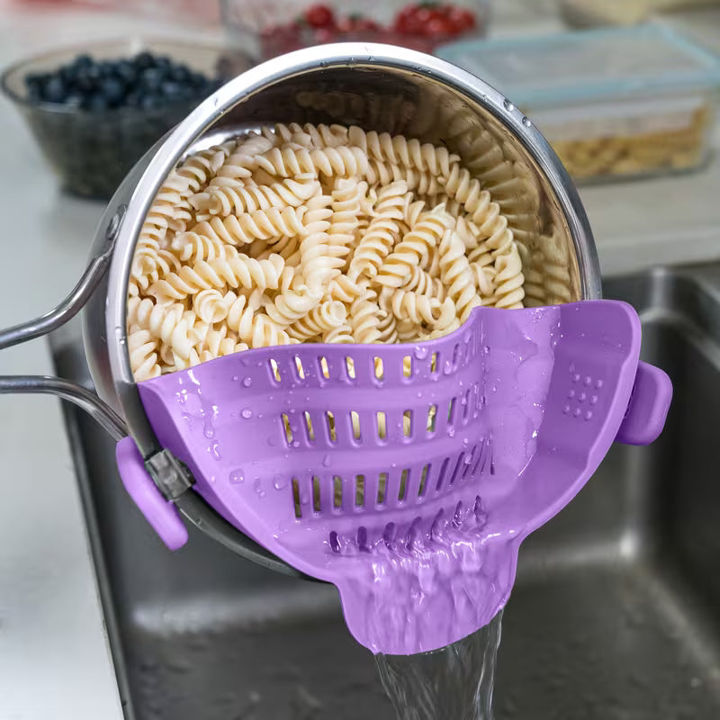 Clip On Strainer for Pots and Pans Universal Kitchen Colander for Pasta Vegetables and Fruit Drain Filter Tool