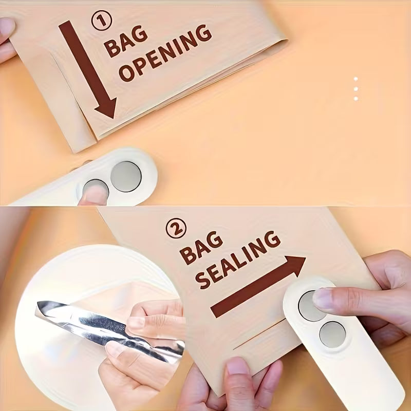 2 Piece Rechargeable Mini Bag Sealer Set USB Heat Sealer for Snacks Chips and Cookie Bags Portable Magnetic Handheld Food Sealer for Home Picnic and Travel