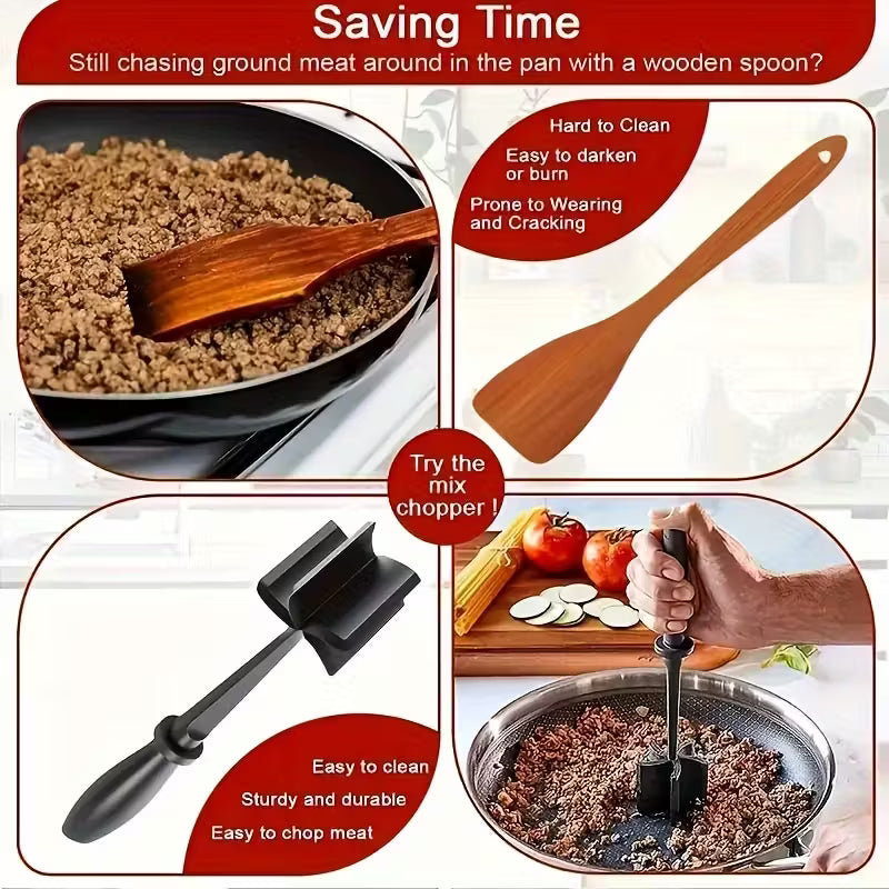 Meat Chopper and Grinder Tool Heavy Duty Ground Meat Masher for Beef Turkey and Hamburger Cooking Kitchen Tool