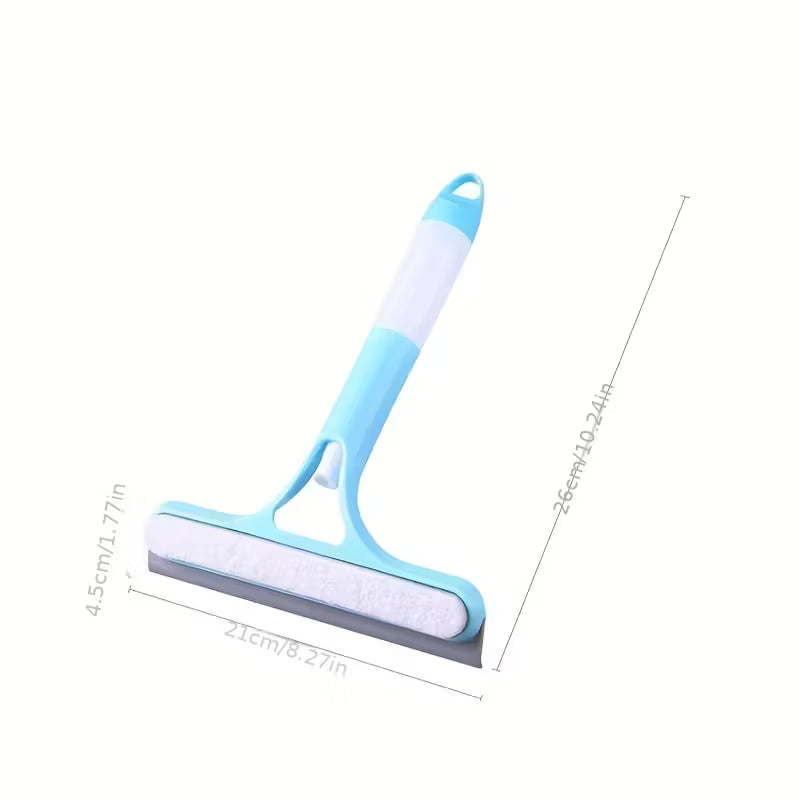 3 in 1 Window and Mirror Cleaning Tool Squeegee Brush and Microfiber Cloth for Bathroom Glass Shower Doors and Mirrors