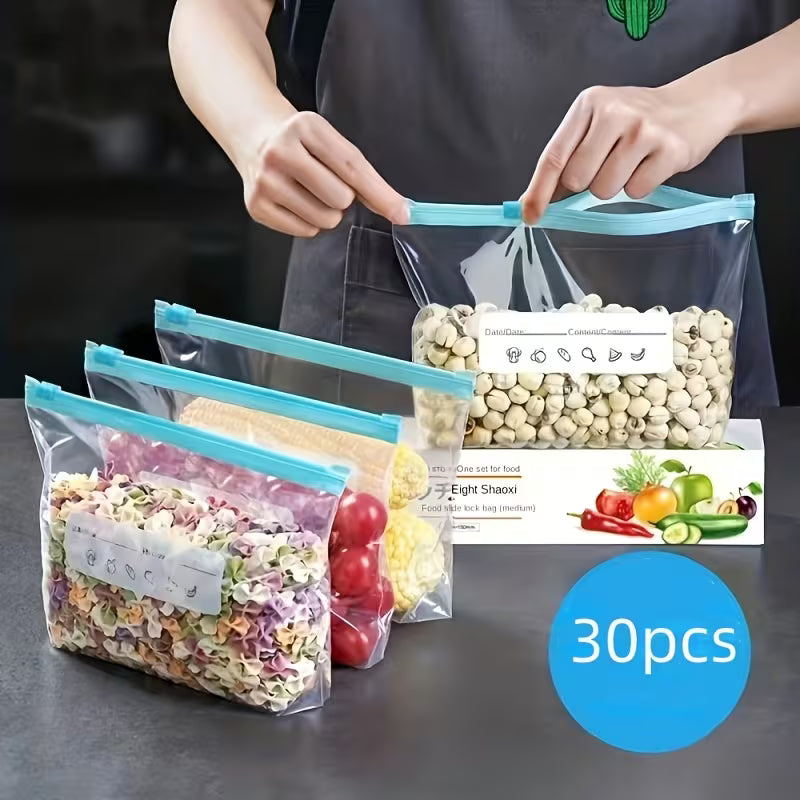 Reusable Food Storage Bags Leakproof Freezer Bags for Fruits Vegetables Meat and Grains Airtight Kitchen Storage Pack