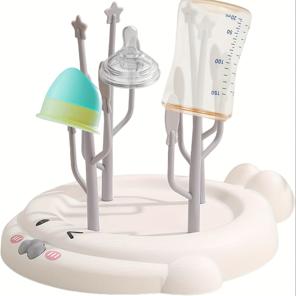 Bottle Drying Rack - Bottle Drying Stand | Tree-Shaped Bottle Drying Tray | Upright Bottle Drying Station with A Large Concave Base, Gray