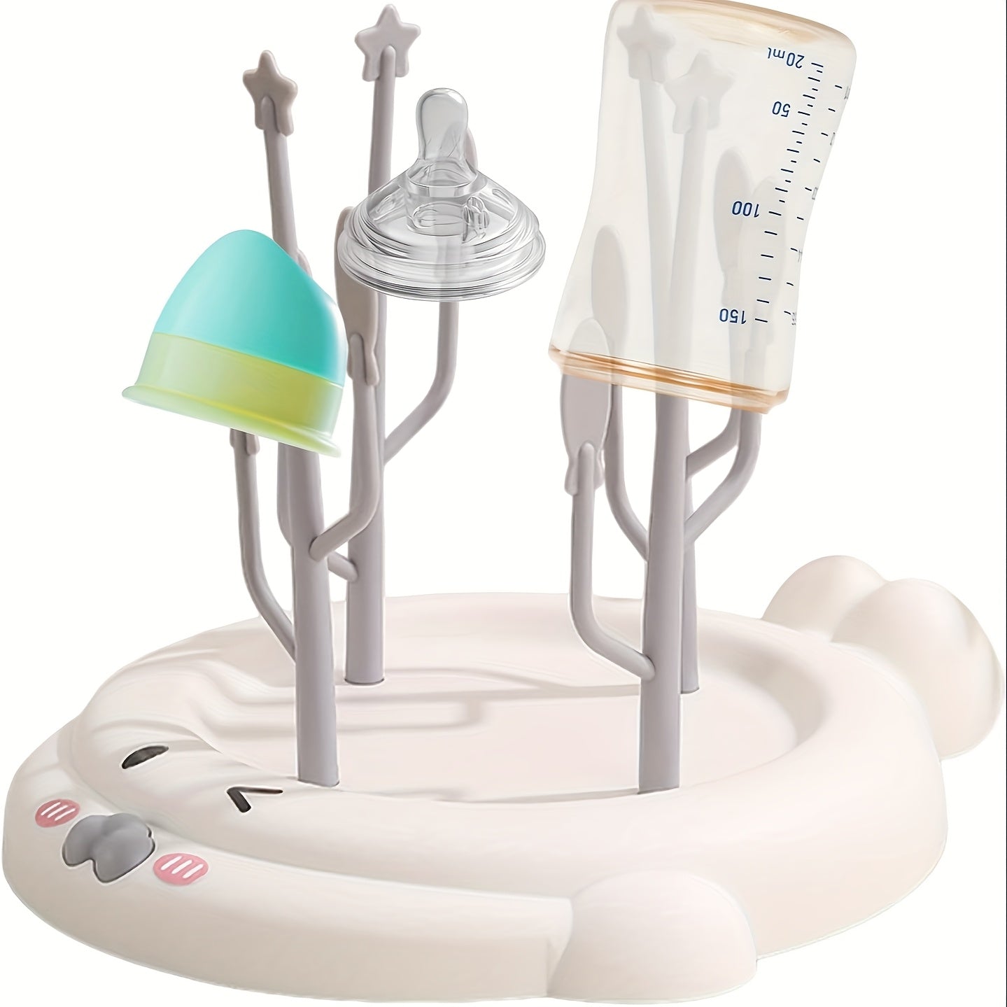 Bottle Drying Rack - Bottle Drying Stand | Tree-Shaped Bottle Drying Tray | Upright Bottle Drying Station with A Large Concave Base, Gray