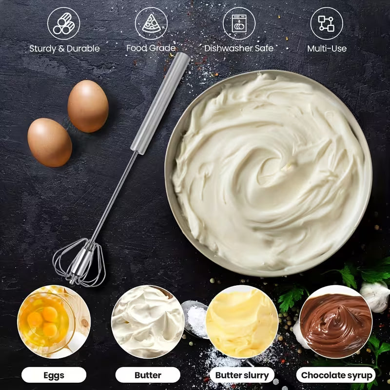 Multifunctional Stainless Steel Whisk Milk Frother Hand Push Blender for Eggs Cream Baking Kitchen Mixing Tool