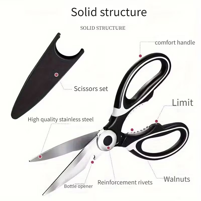 Heavy Duty Stainless Steel Kitchen Scissors Multi Purpose Poultry Shears for Cutting Meat Fish and Bones Kitchen Tool