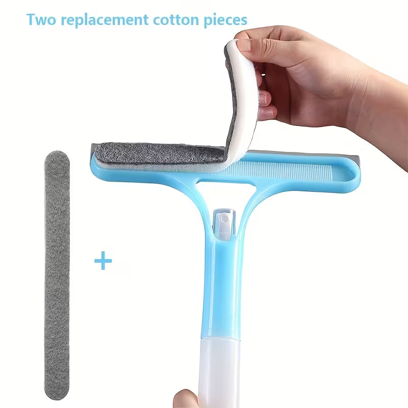 3 in 1 Window and Mirror Cleaning Tool Squeegee Brush and Microfiber Cloth for Bathroom Glass Shower Doors and Mirrors