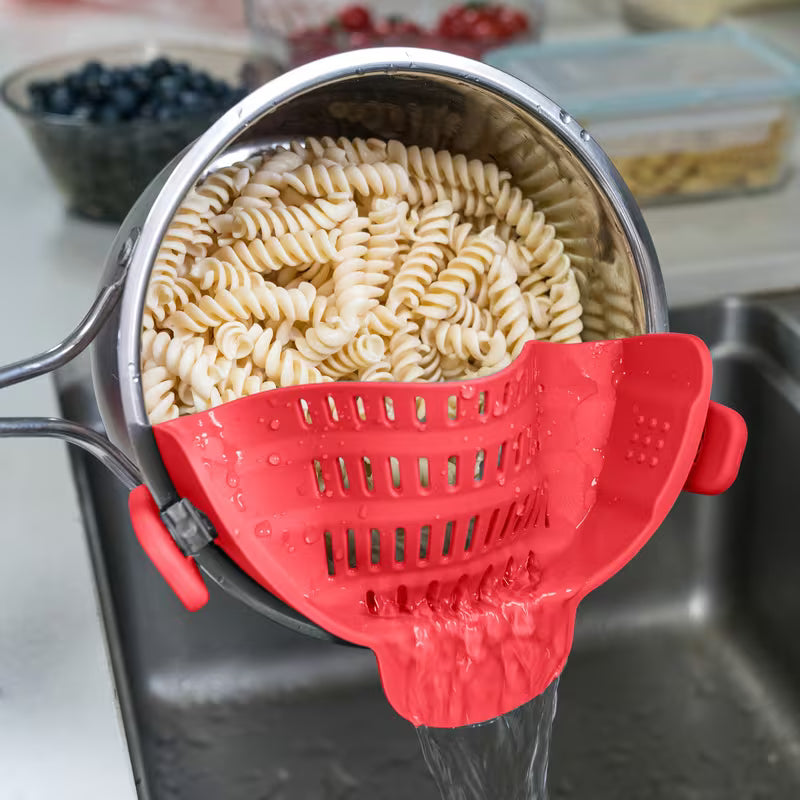 Clip On Strainer for Pots and Pans Universal Kitchen Colander for Pasta Vegetables and Fruit Drain Filter Tool