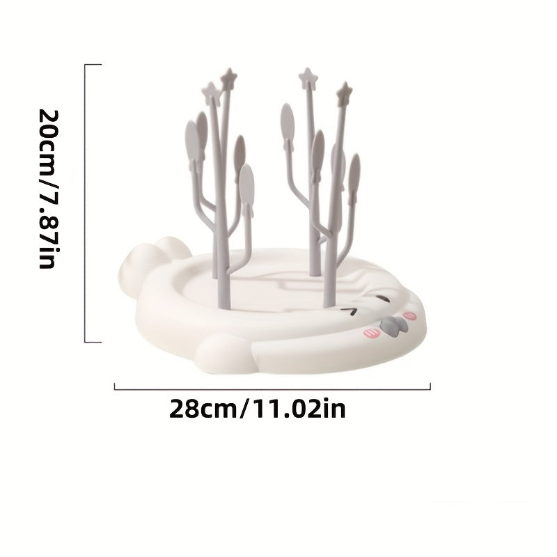 Bottle Drying Rack - Bottle Drying Stand | Tree-Shaped Bottle Drying Tray | Upright Bottle Drying Station with A Large Concave Base, Gray