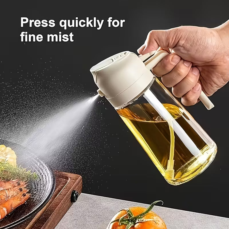 2 in 1 Oil Spray Bottle and Dispenser 470ml Olive Oil Sprayer for Cooking Air Fryer BBQ Baking and Salad Kitchen Tool