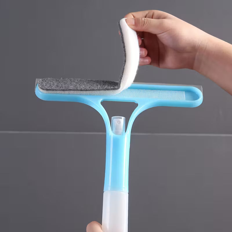 3 in 1 Window and Mirror Cleaning Tool Squeegee Brush and Microfiber Cloth for Bathroom Glass Shower Doors and Mirrors