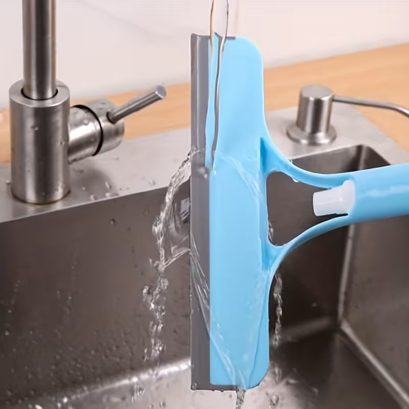 3 in 1 Window and Mirror Cleaning Tool Squeegee Brush and Microfiber Cloth for Bathroom Glass Shower Doors and Mirrors