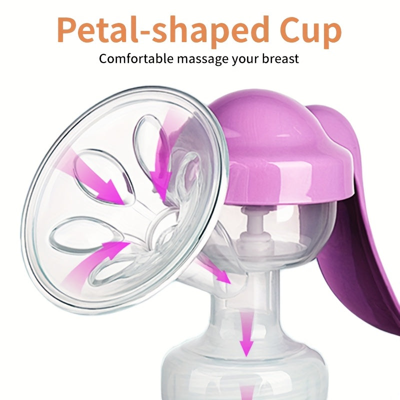 Portable Manual Breast Pump with 30 200ml Milk Storage Bags - Dual Suction, Anti-Backflow & Petal Massage Cover - Soft, Hygienic Manual Pump Suitable for Four Colors | for Breastfeeding -the, Travel, & Year
