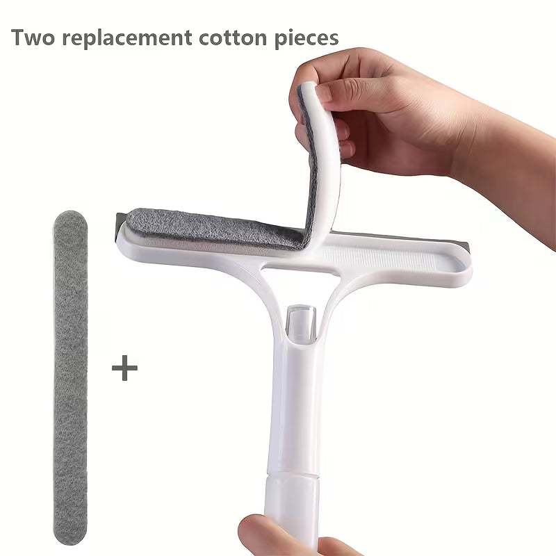 3 in 1 Window and Mirror Cleaning Tool Squeegee Brush and Microfiber Cloth for Bathroom Glass Shower Doors and Mirrors