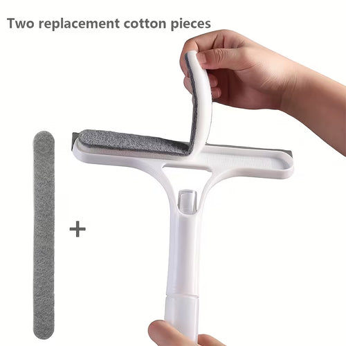 3 in 1 Window and Mirror Cleaning Tool Squeegee Brush and Microfiber Cloth for Bathroom Glass Shower Doors and Mirrors