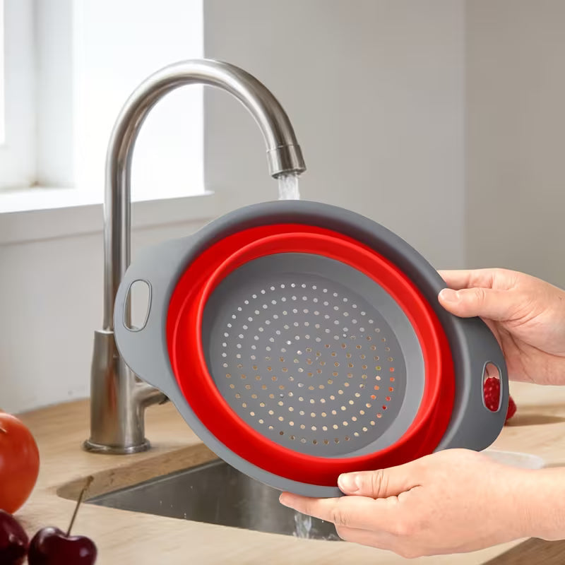 Collapsible Round Colander Set Large and Small Kitchen