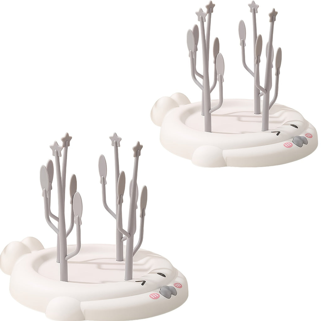 Bottle Drying Rack - Bottle Drying Stand | Tree-Shaped Bottle Drying Tray | Upright Bottle Drying Station with A Large Concave Base, Gray