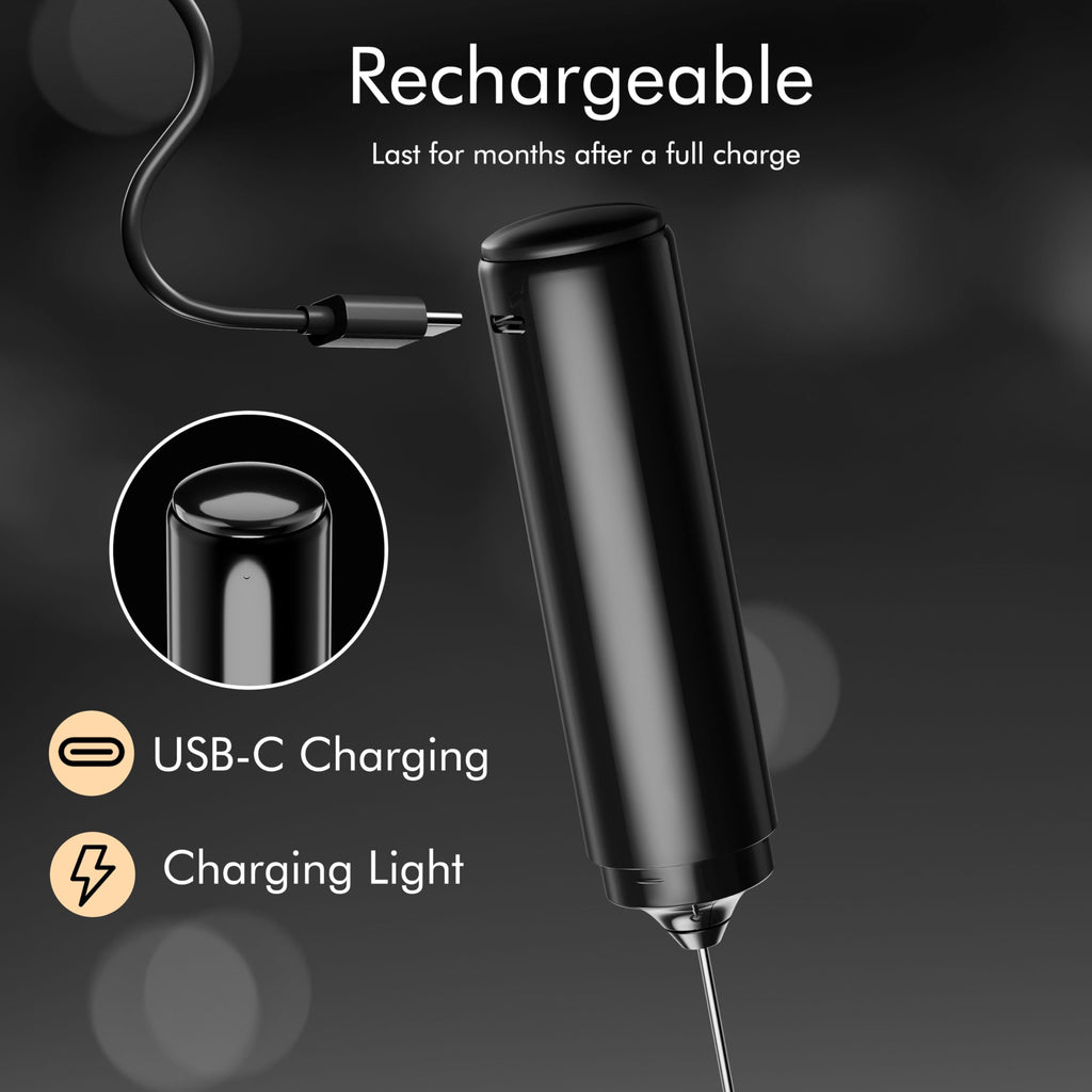 Rechargeable Milk Frother Handheld 2 in 1 Dual Spring Electric Whisk for Coffee Milk and Egg Frothing Kitchen Tool