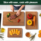 3 Piece Bamboo Cutting Board Set Crack Resistant Wood Boards for Meat Vegetables and Cheese Kitchen Use